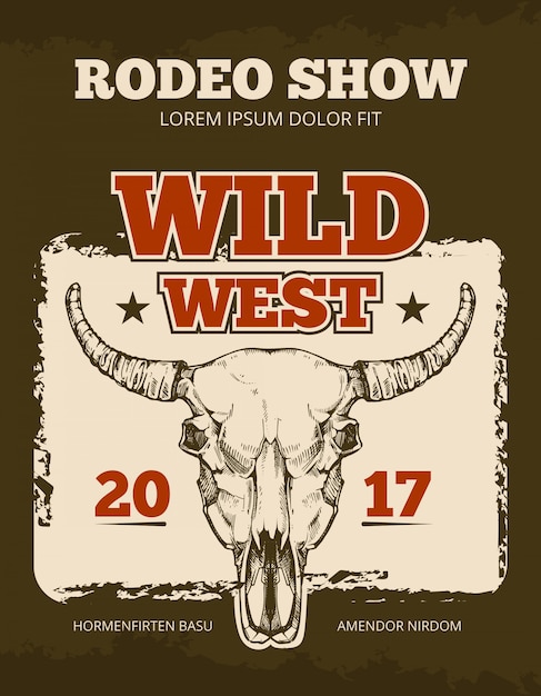 Archiwalne Kowbojskie Rodeo Show Wektor Wydarzenie Plakat