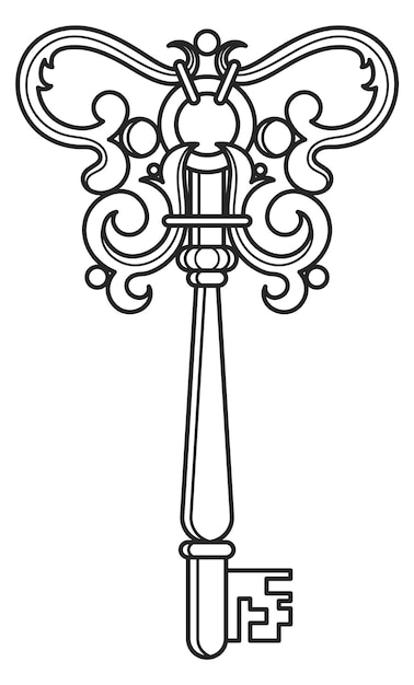 Plik wektorowy archiwalny klucz z filigranowym rysunkiem skarb średniowiecznej ikony