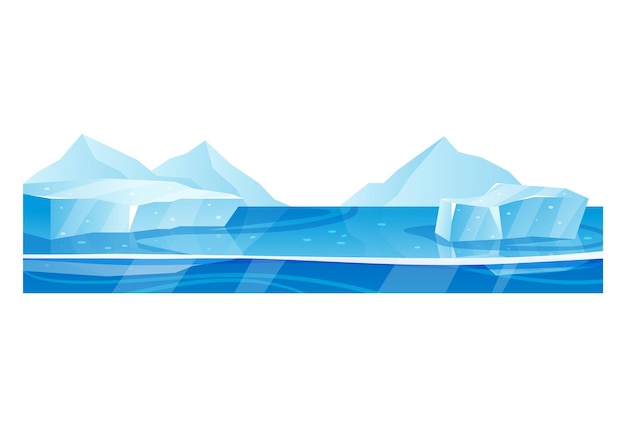 Plik wektorowy arctic water natura zima ocean lub morze ilustracji wektorowych krajobraz zimny lód śniegu i polarne góry lodowej tła frost antarktyczny lodowiec