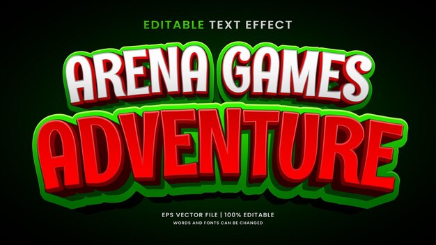 Arena gier przygodowych 3D edytowalny efekt tekstowy