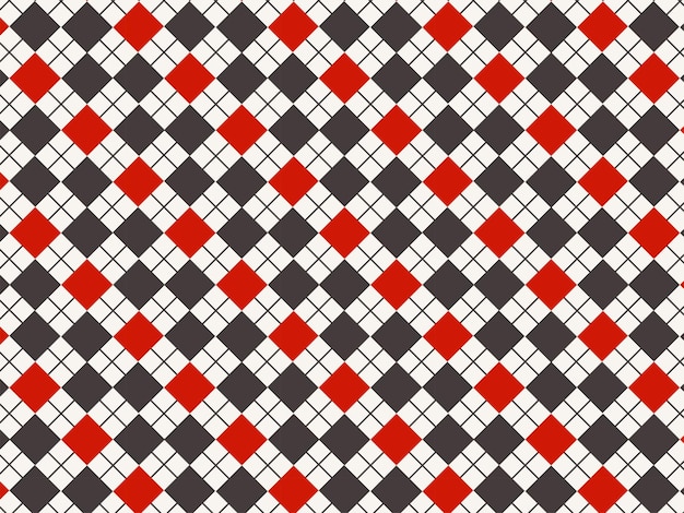 Argyle Style Czerwony czarny biały wzór szachowy