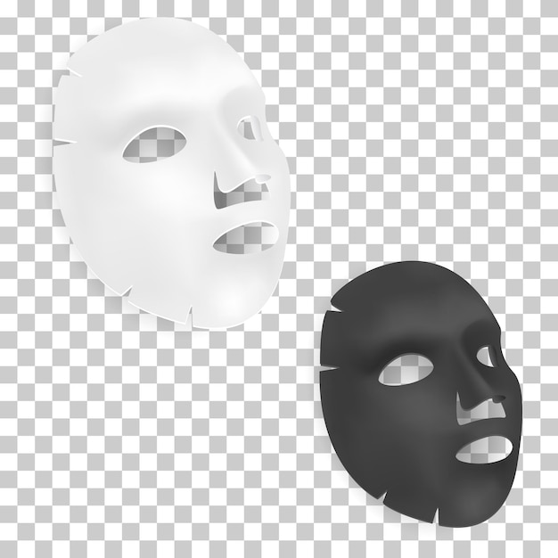 Plik wektorowy arkusz maski na twarz. beauty kosmetyczna maska do twarzy, czarna, biała