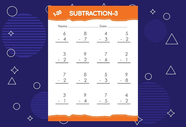 Arkusz Odejmowania Dla Dzieci Arkusz Zajęć Edukacyjnych Z Matematyki Dla Dzieci