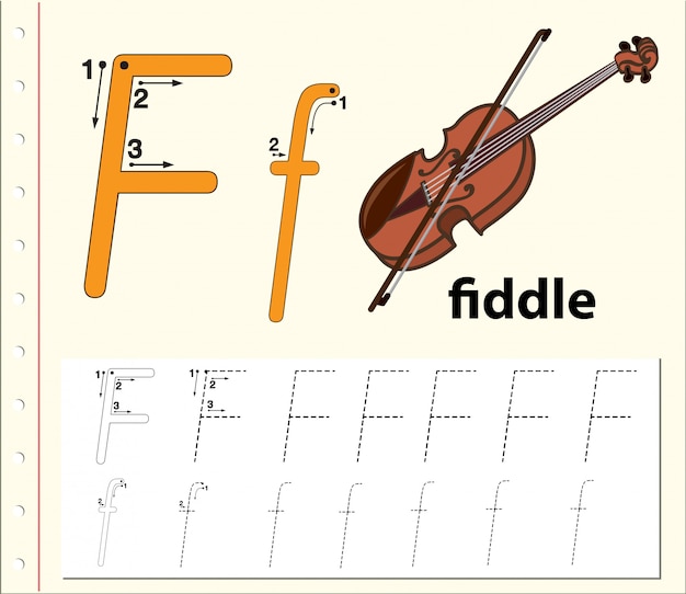 Plik wektorowy arkusze alfabetu z alfabetem litera f