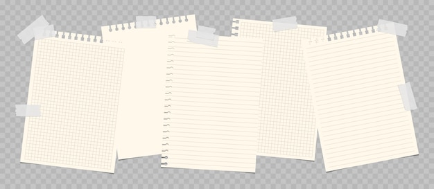 Arkusze do notebooków wektorowych przymocowane taśmą klejącą