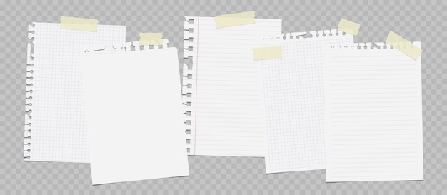 Arkusze do notebooków wektorowych przymocowane taśmą klejącą