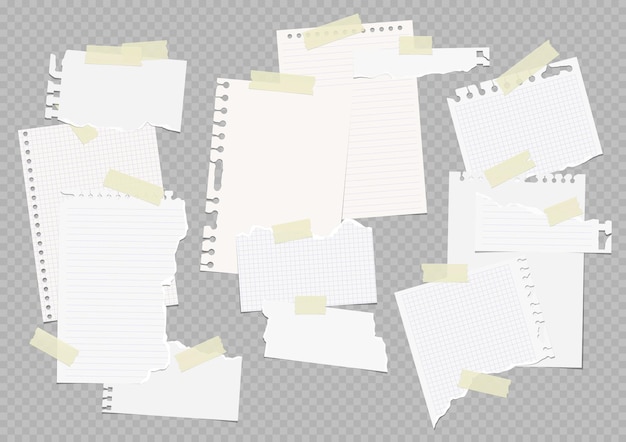 Arkusze do notebooków wektorowych przymocowane taśmą klejącą