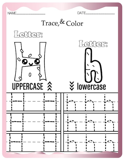 Arkusze do śledzenia liter w przedszkolu, słodkie śledzenie i kolorowanie alfabetu.