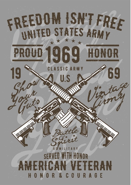 Army Gun, Plakat Vintage Ilustracji.