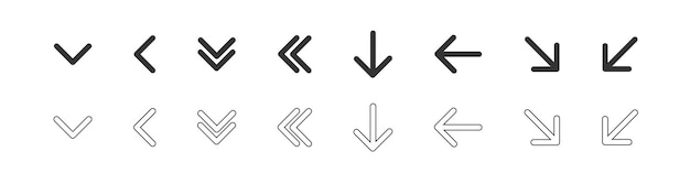 Arow zestaw symbol ikona wektor. Strzałka do projektowania stron internetowych