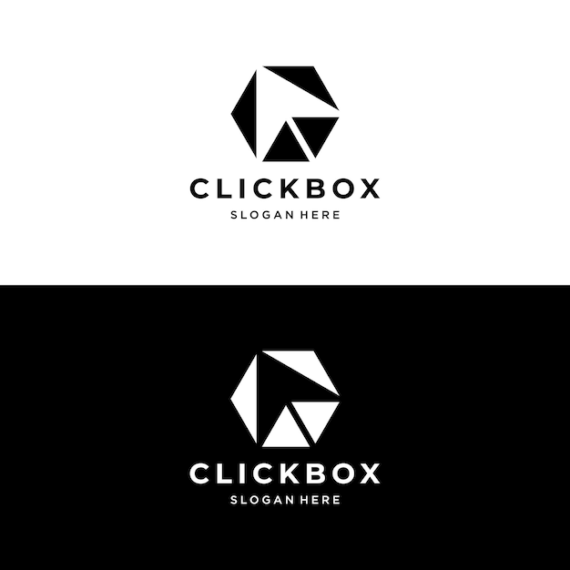 Arrow Click With Cube Box Hexagon Logo Design Inspiracja