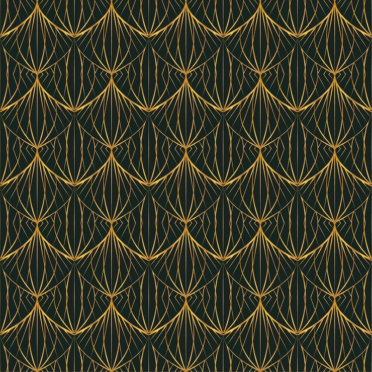Art deco bezszwowe tło wzór ze złotymi liniami