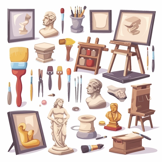 Plik wektorowy art_studio_elementscartoon_painting_tools