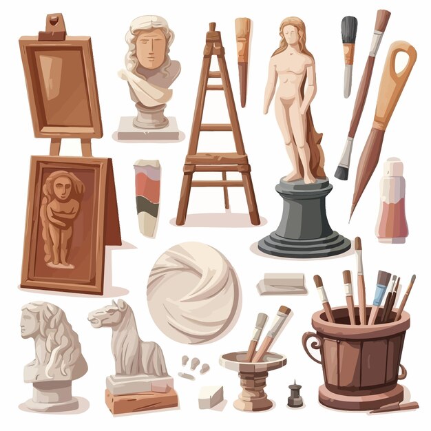 Plik wektorowy art_studio_elementscartoon_painting_tools