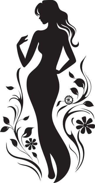 Artistic Blossom Essence Elegant Vector Face Minimalist Floral Radiance Icon Czarnej Kobiety