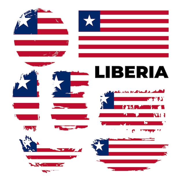 Artystyczna Flaga Pędzla Grungy Kraju Liberii Szczęśliwy Dzień Niepodległości