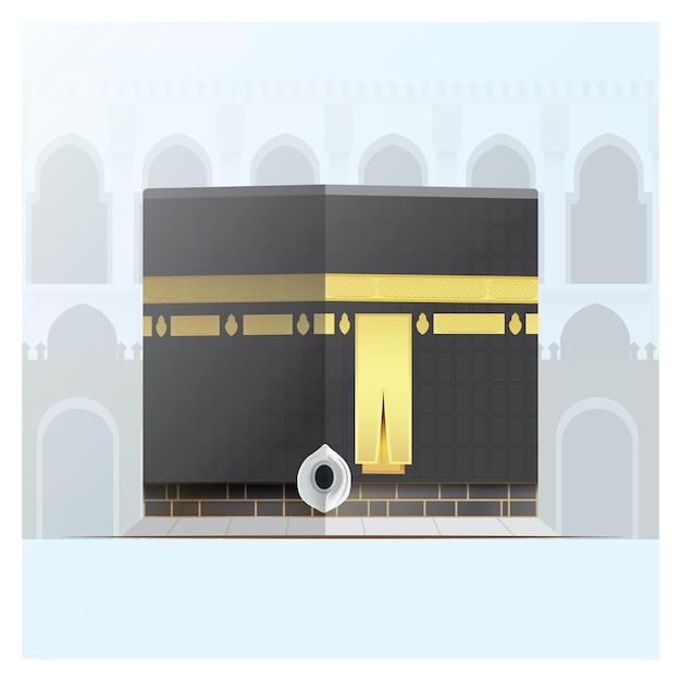 Plik wektorowy artystyczna ilustracja ikony kaaba wielki meczet w pobliżu kaaba w mekce, arabia saudyjska