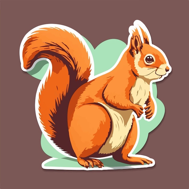 Artystyczna ilustracja wiewiórki trzymającej orzech w przednich łapach