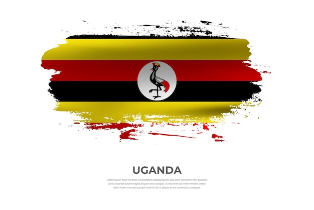 Artystyczna Tkanina Składana Flaga Pędzla Ugandy Z Efektem Rozmazywania Farby Na Białym Tle