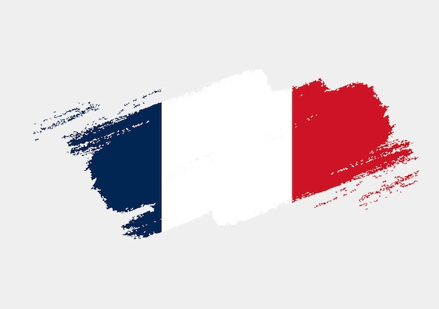 Artystyczny grunge szczotka Flaga Francji na białym tle