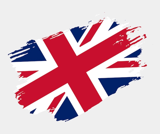 Artystyczny Grunge Szczotka Flaga Zjednoczonego Królestwa Samodzielnie Na Białym Tle Elegancka Tekstura Flagi Kraju Narodowego