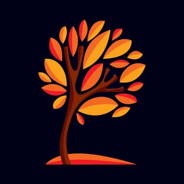 Artystyczny stylizowany naturalny symbol projektu, dekoracyjne piękne drzewo ilustracja. Może być używany jako temat ekologii i ochrony środowiska. Inspiracja sezonowego obrazu.