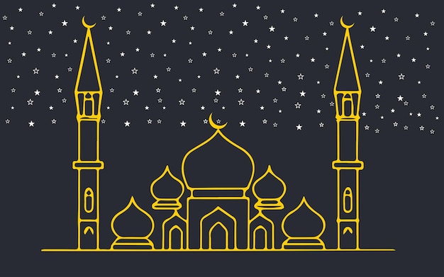 Artystyka liniowa meczet islamski ramadan wektor akcji wektor ramadan kareem koncepcja poziomy baner