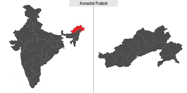 Arunachal Pradesh mapa stanu Indii