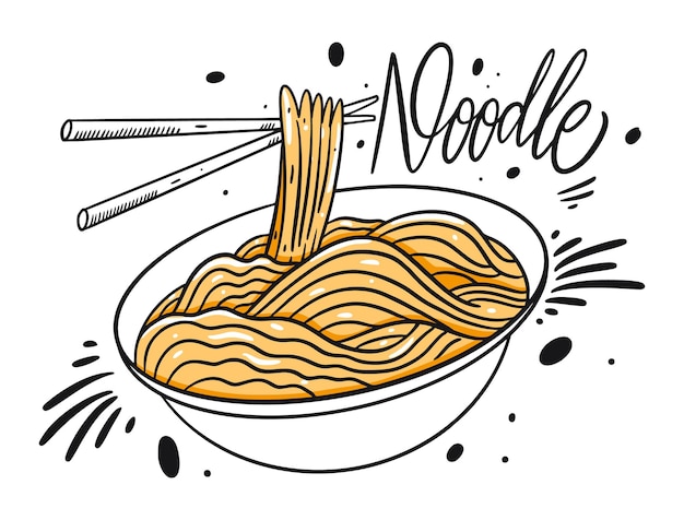 Asia Noodle W Głębokiej Misce Ilustracji