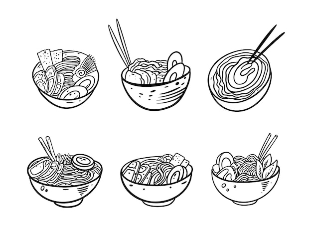 Asia Noodle W Głębokiej Misce Ilustracji