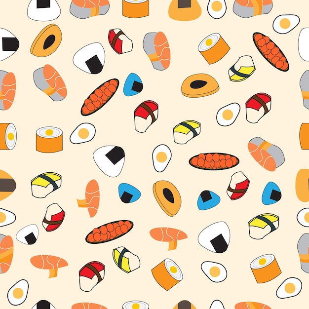 Asianfood Bezszwowy wzór żywności Wektor minimalny styl