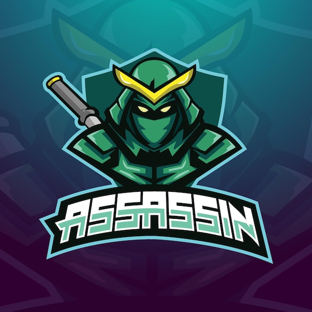 Assasin Pro Player Szablon Logo Maskotki Gier Esport Premium Wektor Premium Wektor