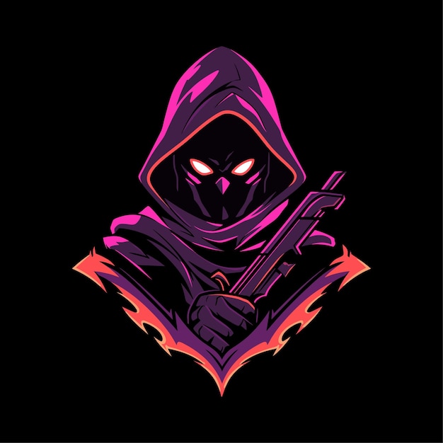 Assassin Head Esport Logo i Mascot Gaming wyizolowane