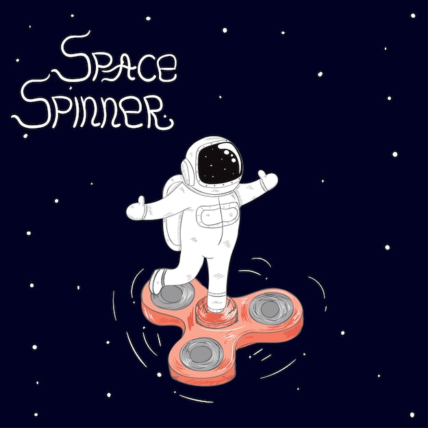 Astronauci I Spinner Cartoon Wyciągnąć Rękę