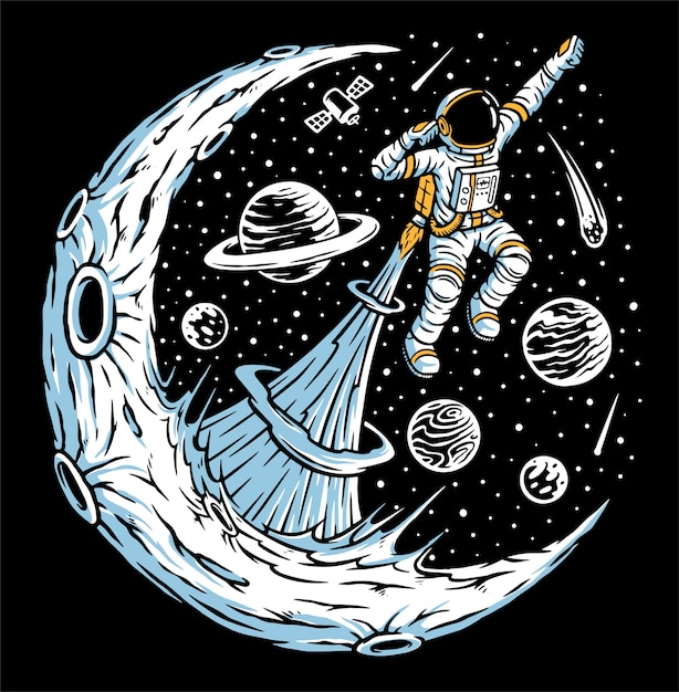 Astronauci latające ilustracja