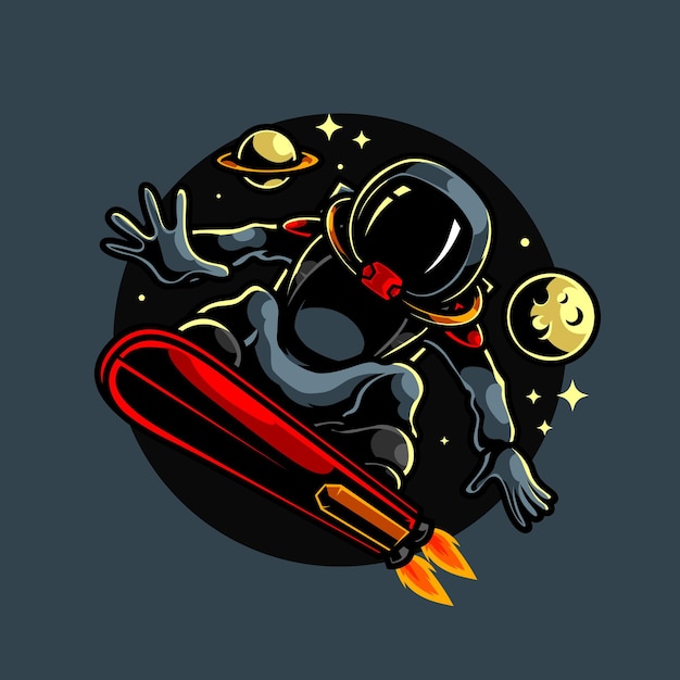 Astronaut Surfer Sport Maskotka Logo