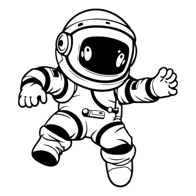 Plik wektorowy astronauta biegnący odizolowany na białym tle ilustracja wektorowa z kreskówki
