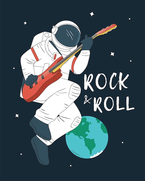 Astronauta Gra Na Gitarze