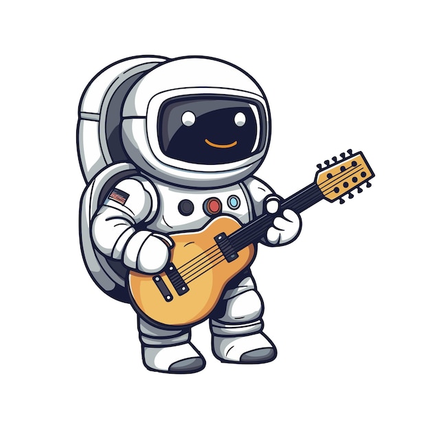 Astronauta Grający Na Gitarze Rysunkowa Ilustracja Wektorowa