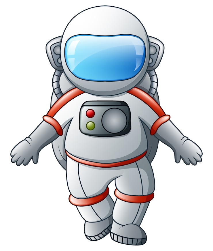 Astronauta kreskówka na białym tle na białym tle