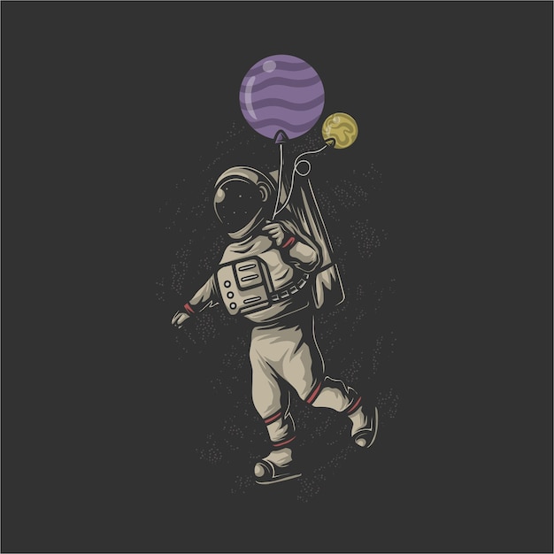 Astronauta latający balon ilustracja wektorowa