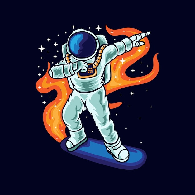 Plik wektorowy astronauta unoszący się z deskorolką ilustracja