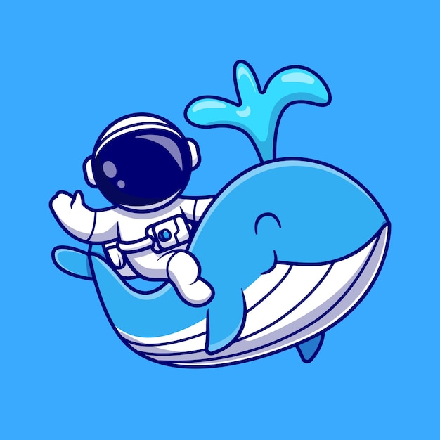 Astronauta z cute wieloryb kreskówka wektor ikona ilustracja