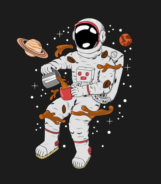 Plik wektorowy astronauta zrobić kawę