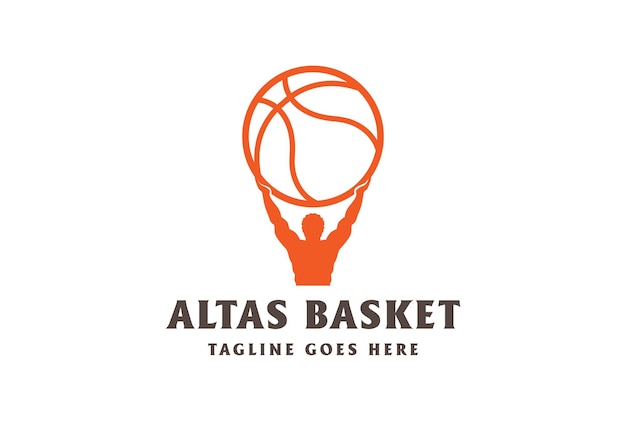 Atlas God Silhouette Lift Basket Ball Dla Sport Club Competition Logo Design Vector