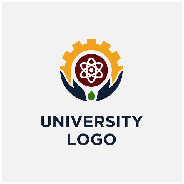 Atom Gear Hand Plant For University School Of Science Wydział Naukowy Emblemat Emblem Badge Logo Inspiracja Do Projektowania