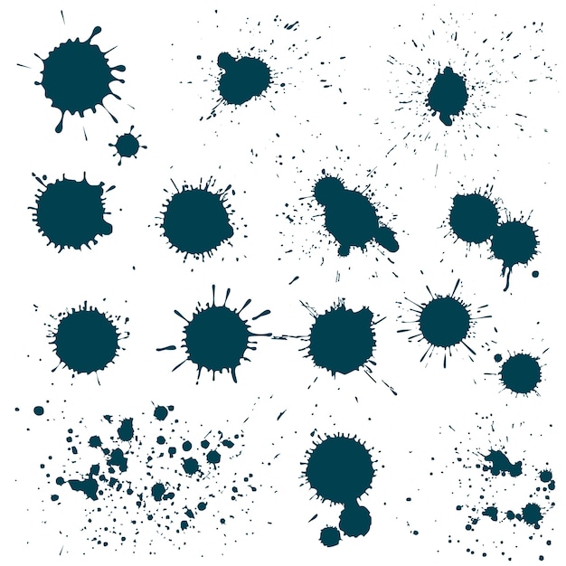 Atrament Kleksy, Splashes Elementy Wektora Grunge Na Białym Tle
