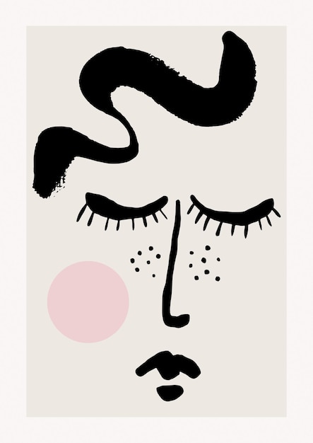 Atramentowy plakat portretowy - grafika liniowa Grunge estetyczny - ilustracja okładki produktu rysunek - farba pędzlem