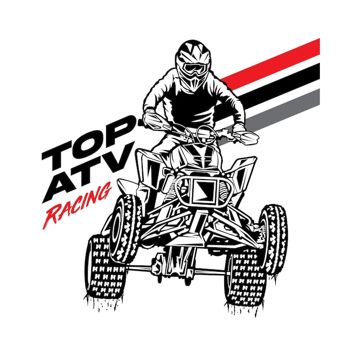 Wektor atv racing ekstremalny sport dobry do projektowania koszulek i logo wyścigów