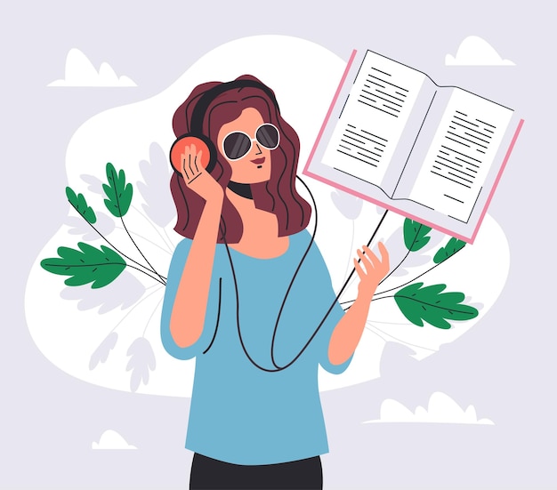 Audiobook audiobook słuchaj słuchawek podcastowych elektroniczna koncepcja badania